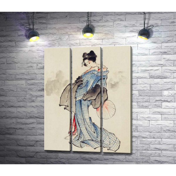 Японська гейша в блакитному кімоно
