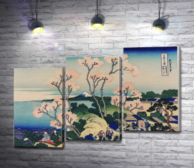 Модульная картина "Вид на Фудзи с горы Готэнъяма у реки Синагава (Goten-yama hill, Shinagawa on the Tokaido)"