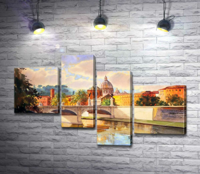 Білосніжний міст Святого Ангела (St. Angelo Bridge) над річкою Тибр
