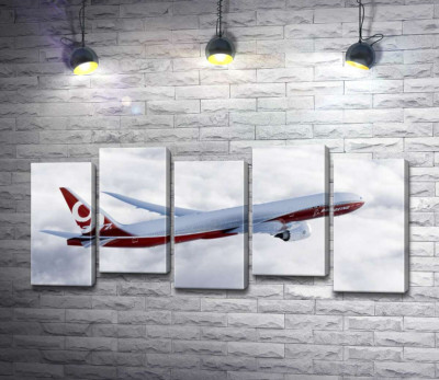 Модульна картина "Літак Боїнг (Boeing) впевнено розрізає хмарний простір"