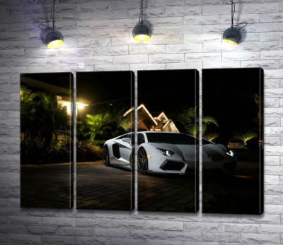 Роскошь автомобиля Ламборгини (Lamborghini) среди тропической виллы