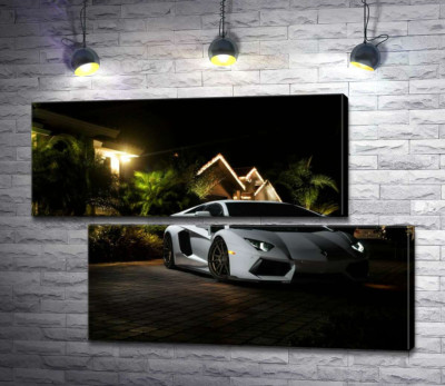 Роскошь автомобиля Ламборгини (Lamborghini) среди тропической виллы