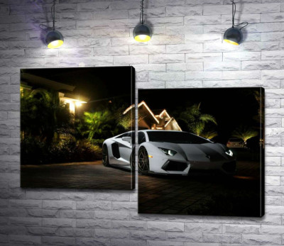 Роскошь автомобиля Ламборгини (Lamborghini) среди тропической виллы