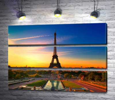 Модульна картина "Ранок піднімає проміння на Ейфелеву вежу (Eiffel Tower)"