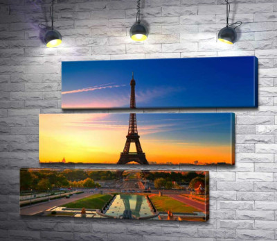 Модульна картина "Ранок піднімає проміння на Ейфелеву вежу (Eiffel Tower)"
