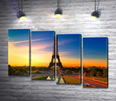 Модульная картина "Утро поднимает лучи на Эйфелеву башню (Eiffel Tower)"