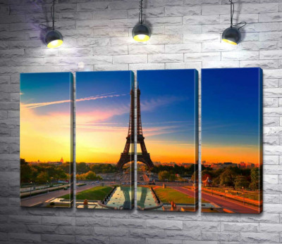 Модульна картина "Ранок піднімає проміння на Ейфелеву вежу (Eiffel Tower)"
