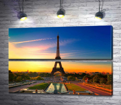 Модульна картина "Ранок піднімає проміння на Ейфелеву вежу (Eiffel Tower)"