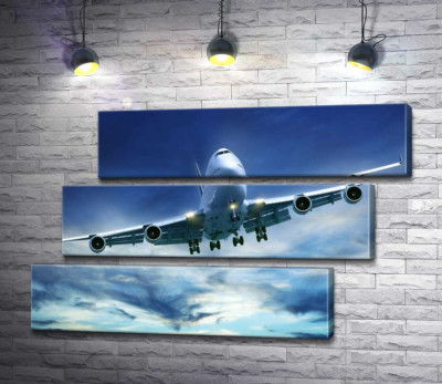 Модульная картина "На посадку: американский самолет "Jumbo Jet""