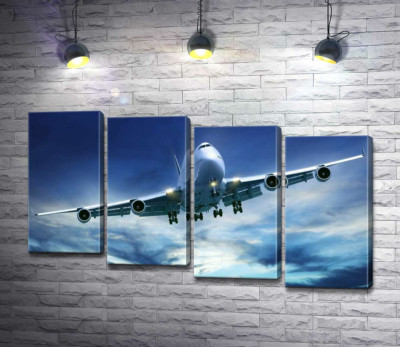 Модульная картина "На посадку: американский самолет "Jumbo Jet""