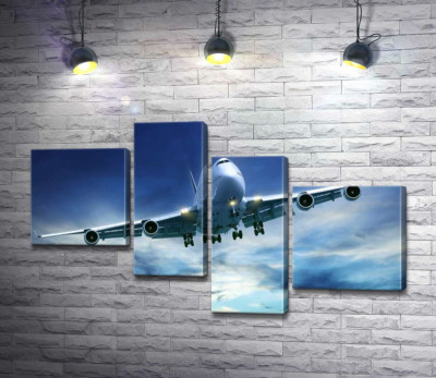 Модульна картина "На посадку: американський літак "Jumbo Jet""