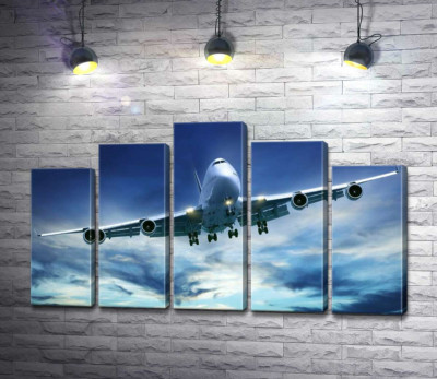 Модульна картина "На посадку: американський літак "Jumbo Jet""