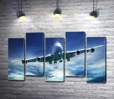Модульная картина "На посадку: американский самолет "Jumbo Jet""