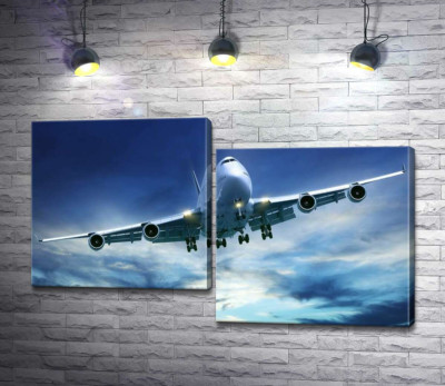 Модульна картина "На посадку: американський літак "Jumbo Jet""