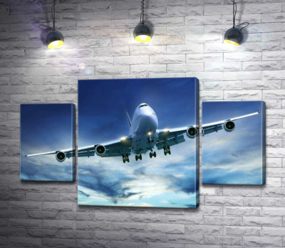 Модульная картина "На посадку: американский самолет "Jumbo Jet""