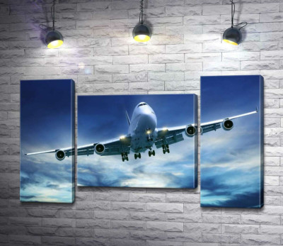 Модульная картина "На посадку: американский самолет "Jumbo Jet""