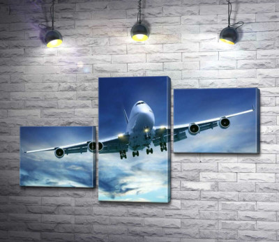 Модульная картина "На посадку: американский самолет "Jumbo Jet""