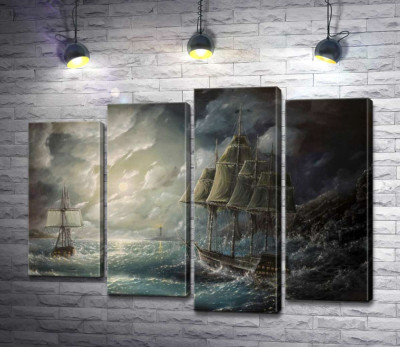 Корабли во власти ночного шторма