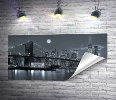 Тьмяний вечір біля Бруклінського мосту (Brooklyn Bridge)