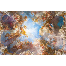 Небесно красивый потолок в Зеркальном зале (Hall of Mirrors) французского Версаля (Palace of Versailles)