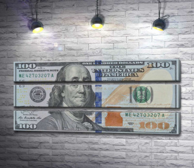 Модульная картина "Новая купюра 100 долларов"