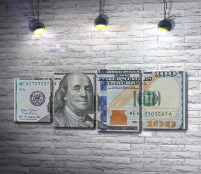 Модульная картина "Новая купюра 100 долларов"