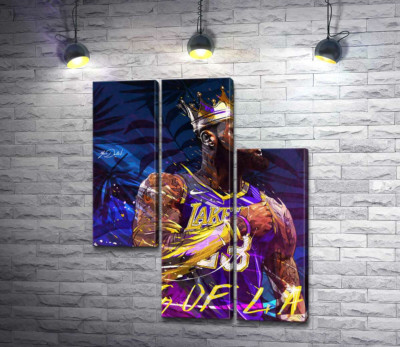Модульная картина "Баскетболист Леброн Джеймс (LeBron James) - король Лос-Анджелеса"