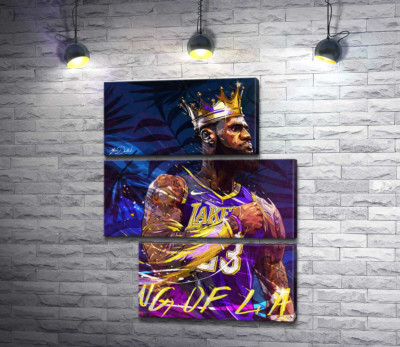 Модульная картина "Баскетболист Леброн Джеймс (LeBron James) - король Лос-Анджелеса"