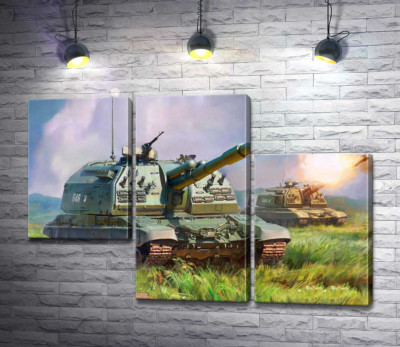 Советский истребитель танков ИС-152 "Зверобой" на поле боя