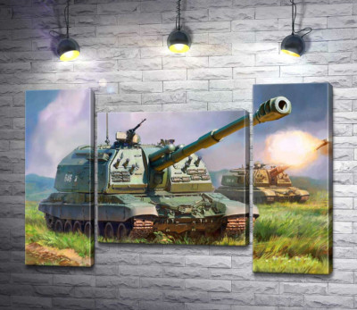 Советский истребитель танков ИС-152 "Зверобой" на поле боя