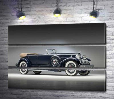Модульна картина "Люксовий американський синій автомобіль Packard Twin Six 1932"