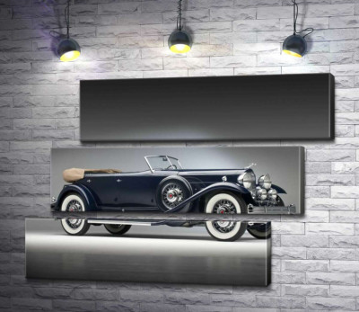 Модульная картина "Люксовый американский синий автомобиль Packard Twin Six 1932"
