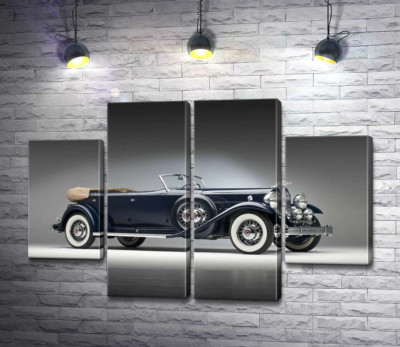 Модульна картина "Люксовий американський синій автомобіль Packard Twin Six 1932"
