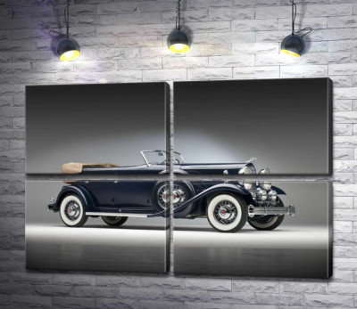 Модульна картина "Люксовий американський синій автомобіль Packard Twin Six 1932"