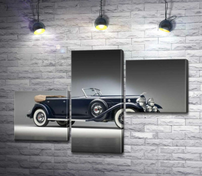 Модульна картина "Люксовий американський синій автомобіль Packard Twin Six 1932"