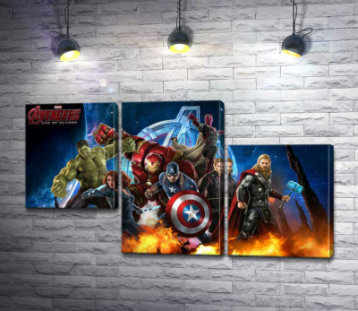 Модульная картина "Мстители: супергерои Марвел (Marvel) наготове"