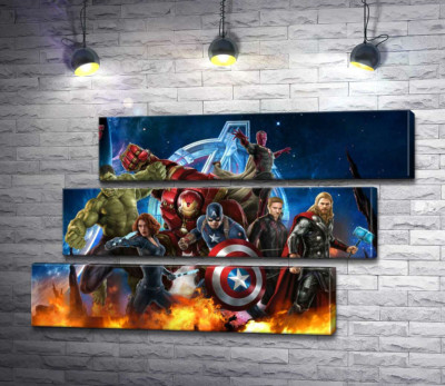 Модульная картина "Мстители: супергерои Марвел (Marvel) наготове"