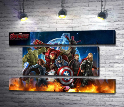 Модульна картина "Месники: супергерої Марвел (Marvel) напоготові"