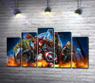Модульна картина "Месники: супергерої Марвел (Marvel) напоготові"