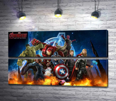 Модульная картина "Мстители: супергерои Марвел (Marvel) наготове"