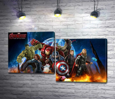 Модульная картина "Мстители: супергерои Марвел (Marvel) наготове"