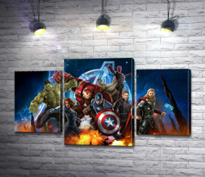 Модульна картина "Месники: супергерої Марвел (Marvel) напоготові"
