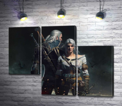 Модульная картина "Смелые герои игры "Ведьмак" (Witcher): Геральт и Цири"