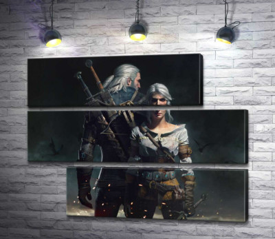 Модульна картина "Сміливі герої гри "Відьмак"(Witcher): Геральт і Цирі"