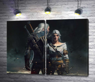 Модульна картина "Сміливі герої гри "Відьмак"(Witcher): Геральт і Цирі"