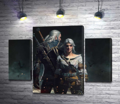 Модульна картина "Сміливі герої гри "Відьмак"(Witcher): Геральт і Цирі"
