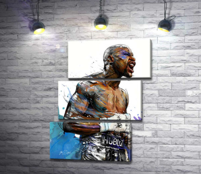 Модульна картина "Сильний дух переможця в боксері Флойді Мейвезері (Floyd Mayweather)"