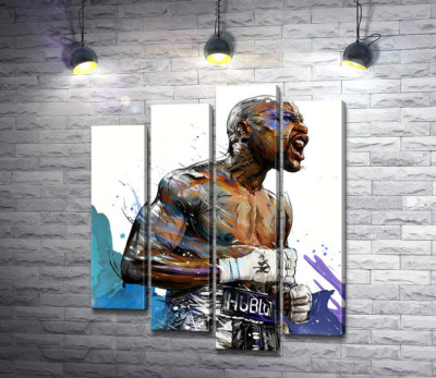 Модульна картина "Сильний дух переможця в боксері Флойді Мейвезері (Floyd Mayweather)"