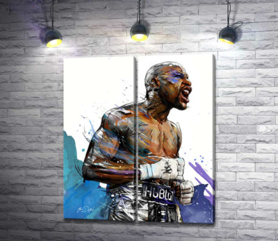 Модульна картина "Сильний дух переможця в боксері Флойді Мейвезері (Floyd Mayweather)"