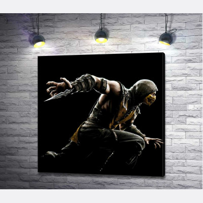 Герой гри "Mortal Kombat", Скорпіон, рішуче біжить у битву